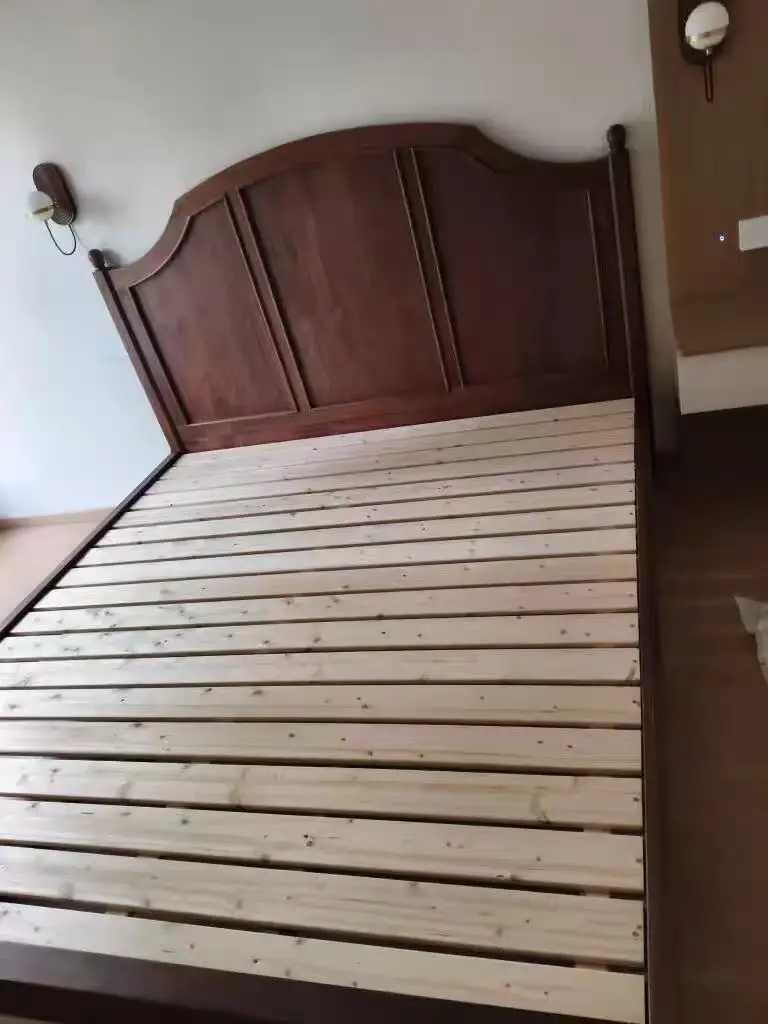 

North American black walnut bed all solid wood American retro 1.8 meters double bed medium ancient cherry master