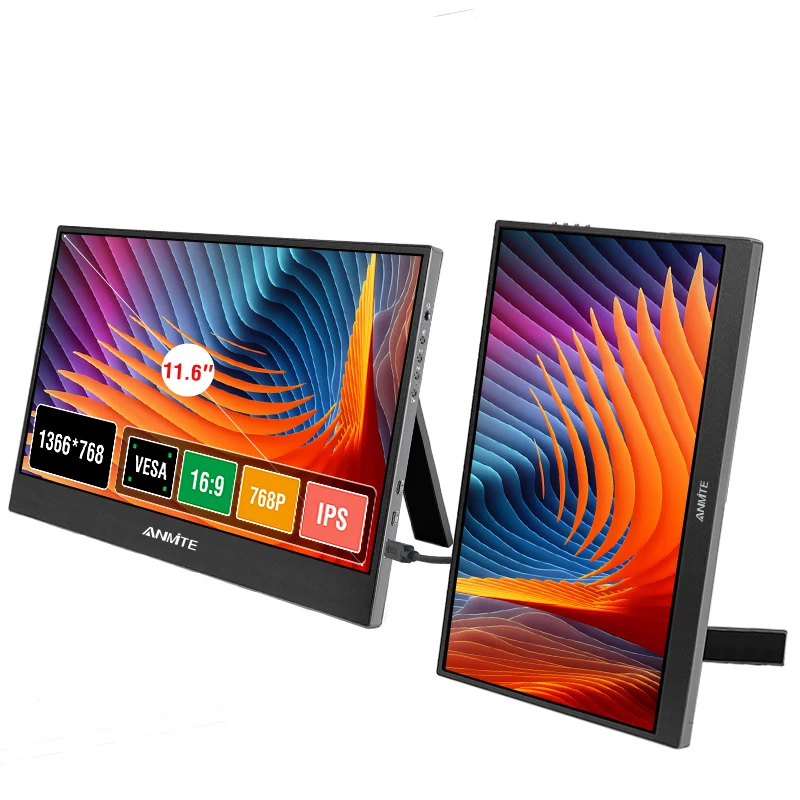 Anmite 11.6 بوصة IPS شاشة محمولة USB TYPE C HDMI للهاتف المحمول سطح المكتب MAC Switch PS4 XBOX