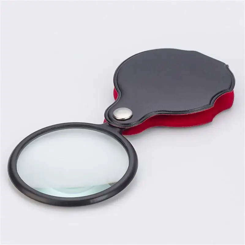 Magnifying Glass Durable Leather Folding 50mm Faux Leather Cover Car Accessories Magnifying Glass Faux Mini 50mm Mini Magnifier