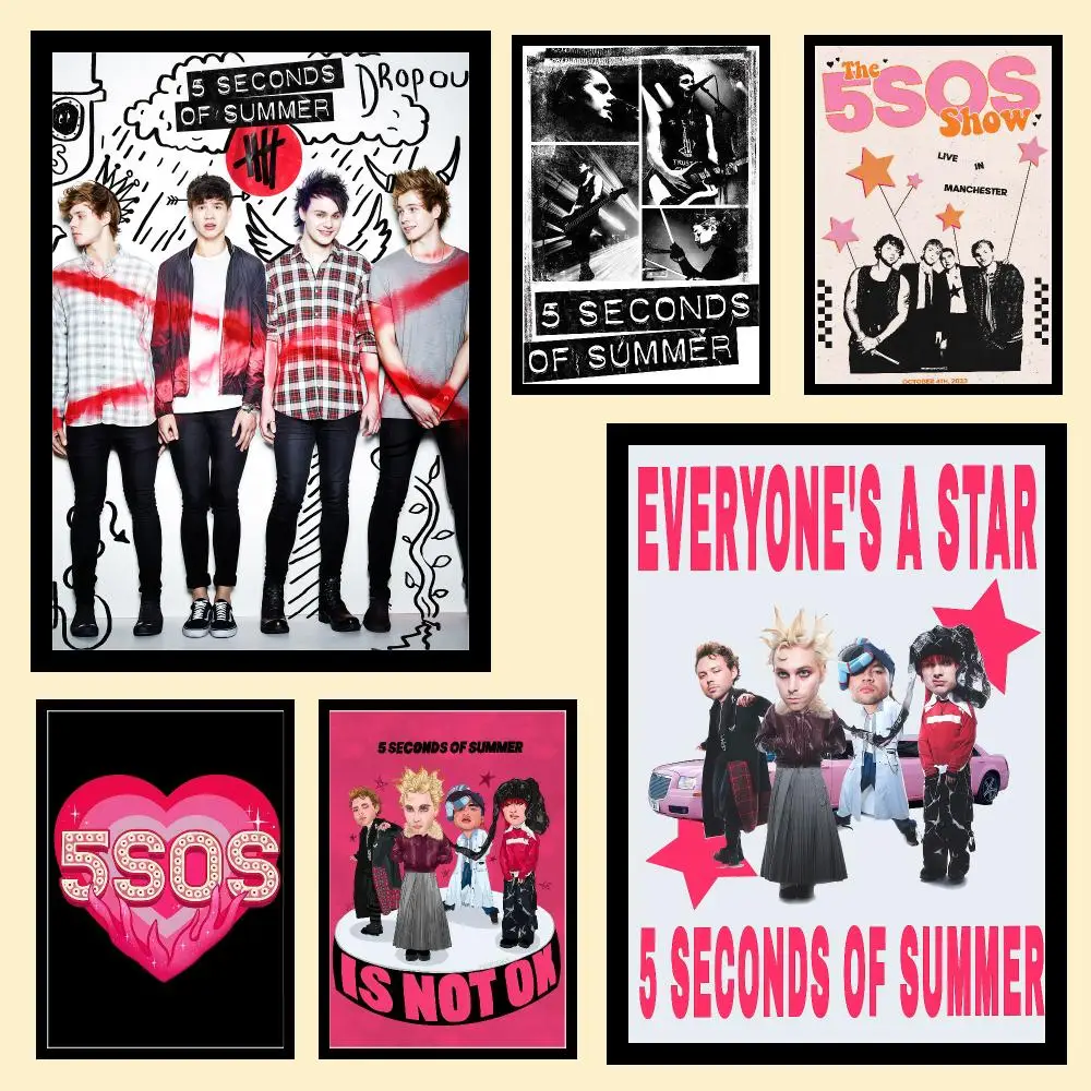 Band 5 S-Seconds Of S-Summer 5SOS Poster Aesthetic Poster Print Wall Decor HD For Living Room Bedroom Home Office Gift Wall Art