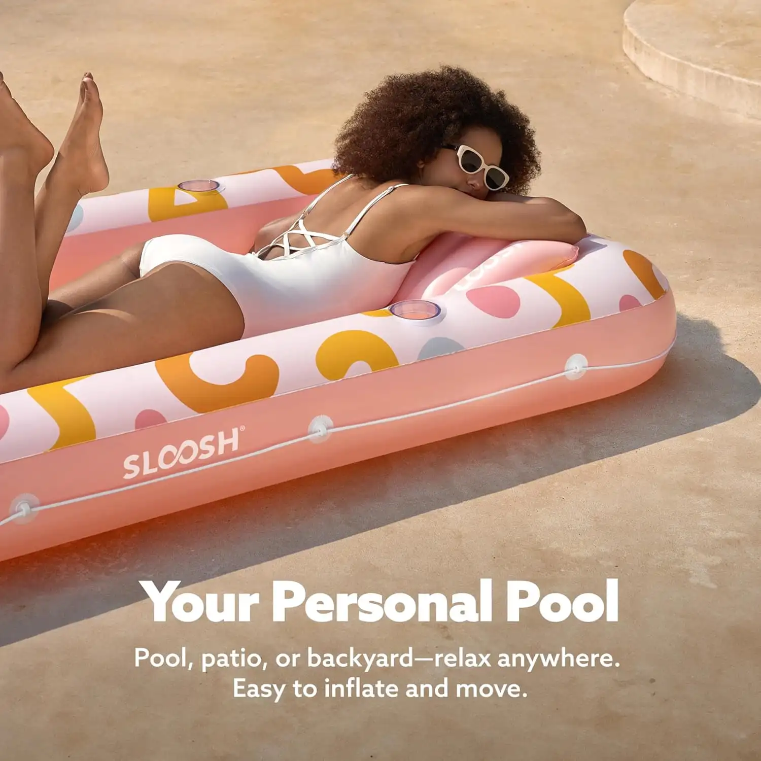 JOYFY Lettino gonfiabile per piscina abbronzante galleggiante 70 "x 46" Galleggianti per piscina per adulti 4 in 1 Zattera per vasca abbronzante per regali per feste in acqua