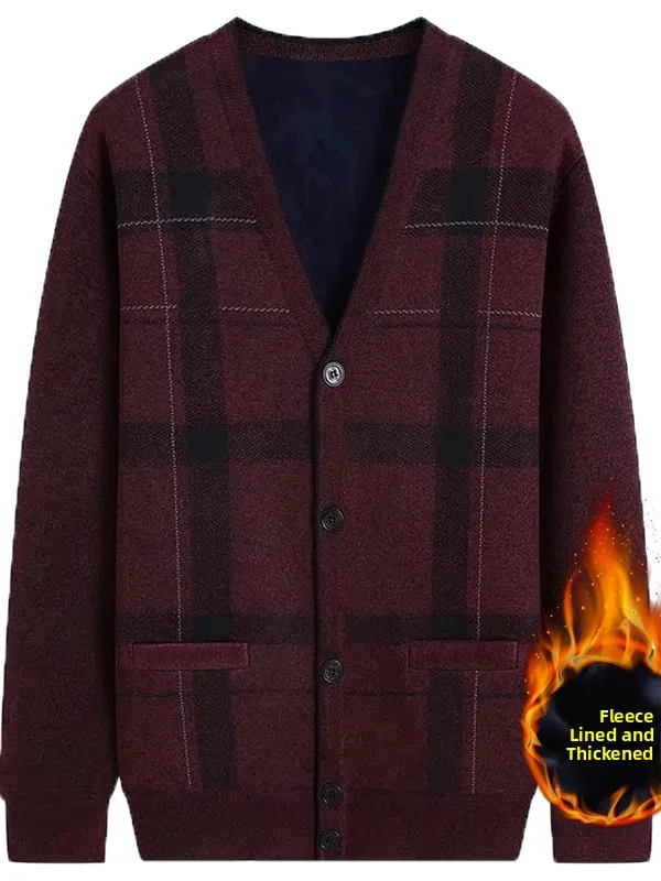 

Мужской вязаный кардиган Thiened Fce на подкладке с v-образным вырезом, повседневная зимняя верхняя одежда, длинное пальто из мягкого модала из полиэстера све с открытой передней частью