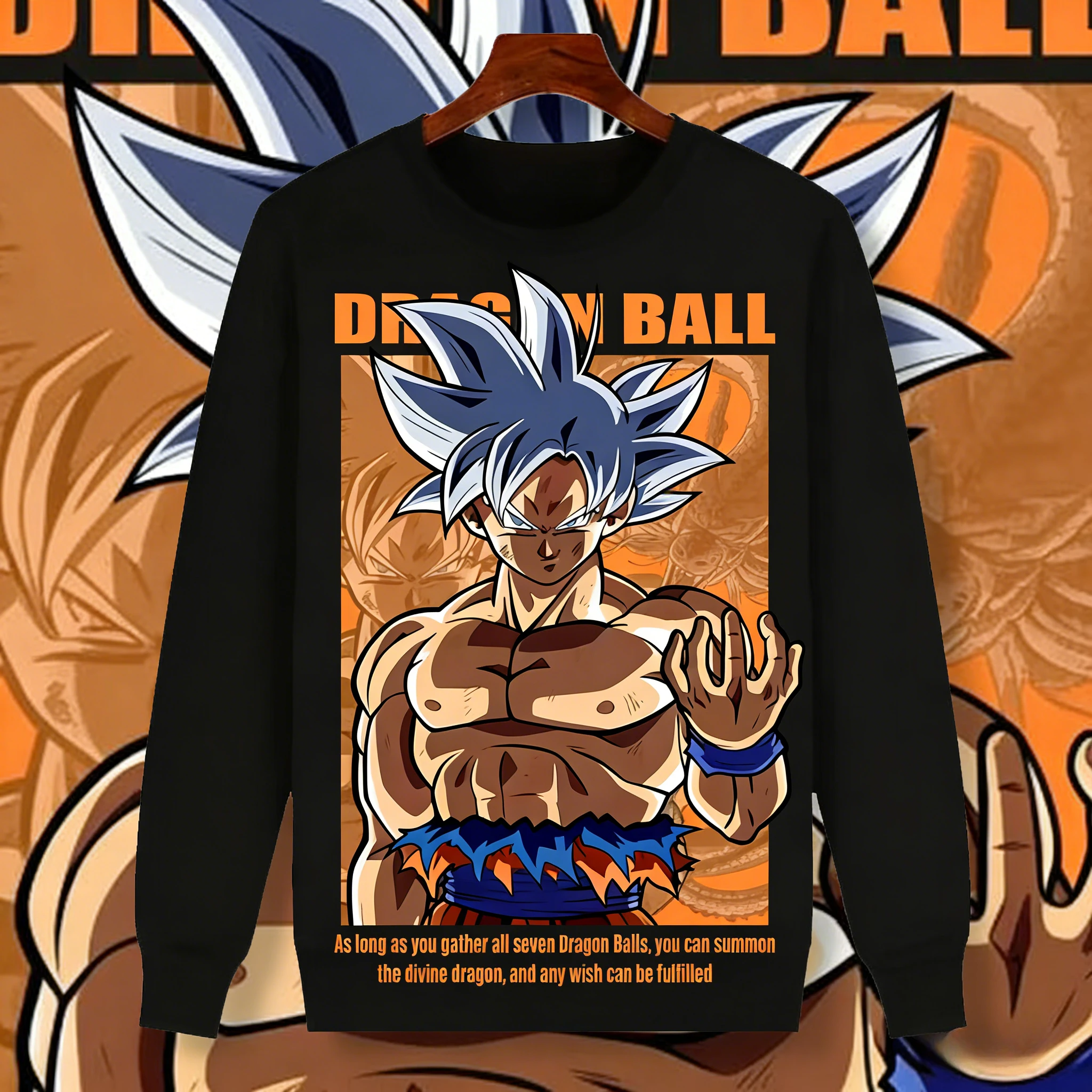 

2026 Осенне-зимняя толстовка Dragon Ball Ultra Instinct Goku из чистого хлопка в стиле ретро с флисовой подкладкой и принтом, унисекс, для детей и взрослых, топ Y2K