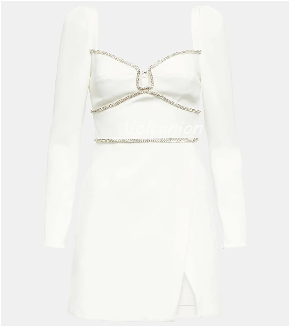 Customized High Quality Classic Jersey Sequined Pleat Square Neck Mini Dresses Bespoke Occasion Dresses Modern Style Fashion