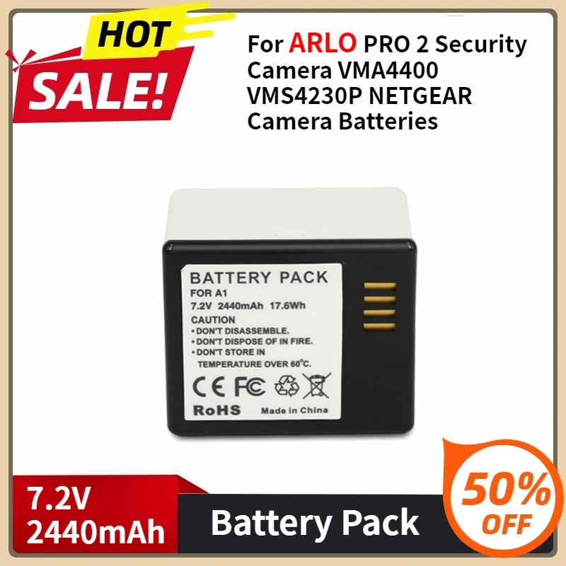 

Li-ion Rechargeable Battery for ARLO PRO PRO 2 Security Camera VMA4400 VMS4230P NETGEAR Camera Batteries 7.2V 2440mAh