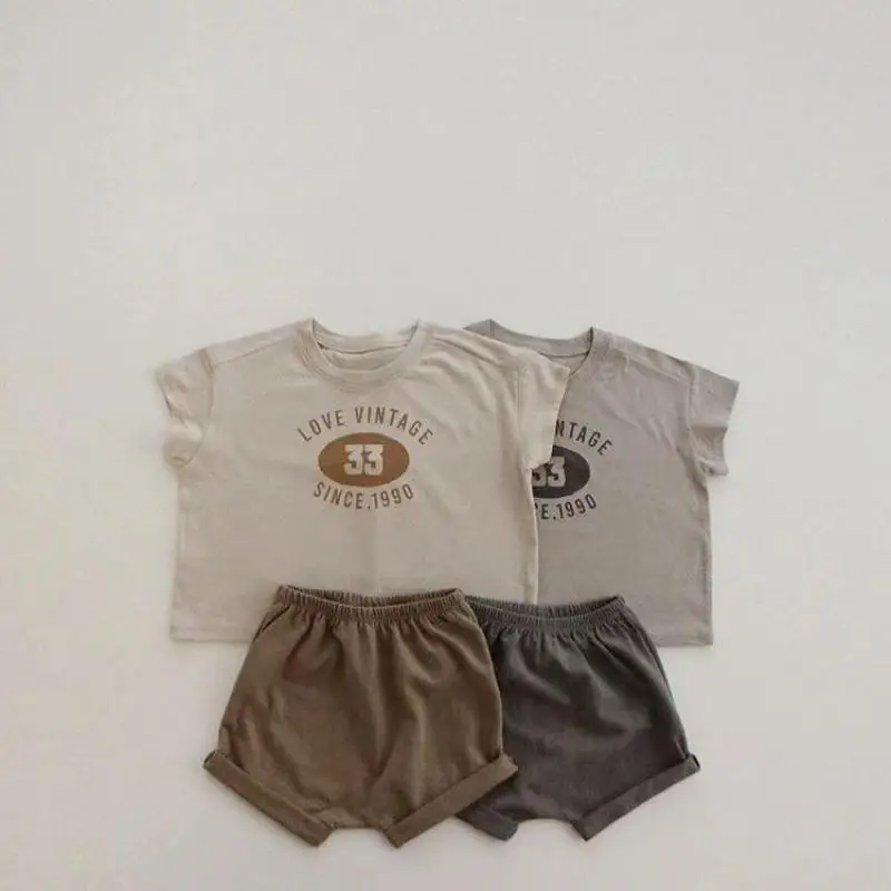 

2024 Summer New Baby Short Sleeve Clothes Set Infant Boy Girl Letter Print T Shirts + Shorts 2pcs Suit Baby Breathable Outfits