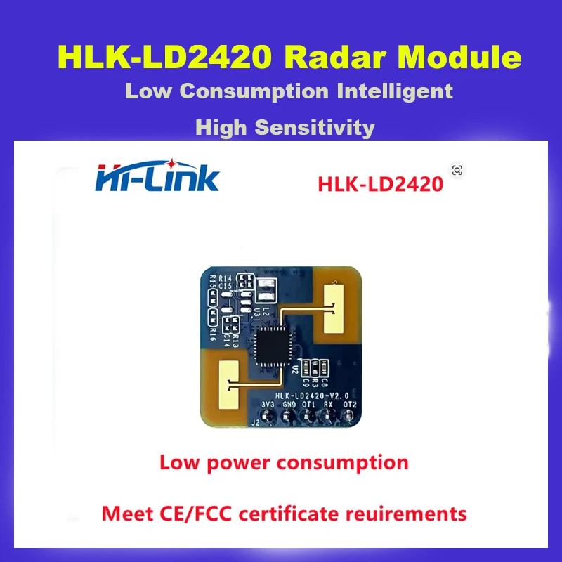 Liberi La Nave 1/5/10 pz/lotto 24G HLK-LD2420 ISM Basso Consumo Sensore Intelligente Modulo Radar di Rilevamento Del Corpo Umano Ad Alta Sensibilità