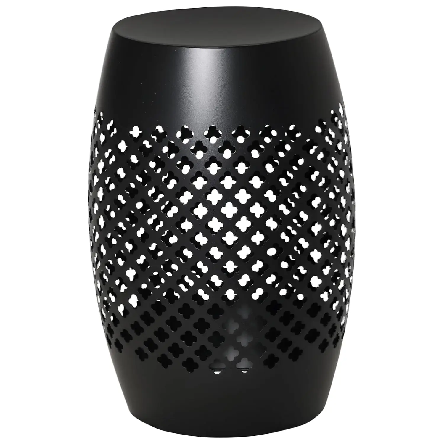 

12.5" Steel Round Hollow Drum Side Table Indoor & Outdoor Accent, Black, Customized