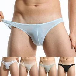 1 Pcs Sexy Men Underwear Briefs Ice Silk For Men Bulge Pouch Hombre Slips Silk Red Sissy Pack Lot Breathable Sexy Male Panties