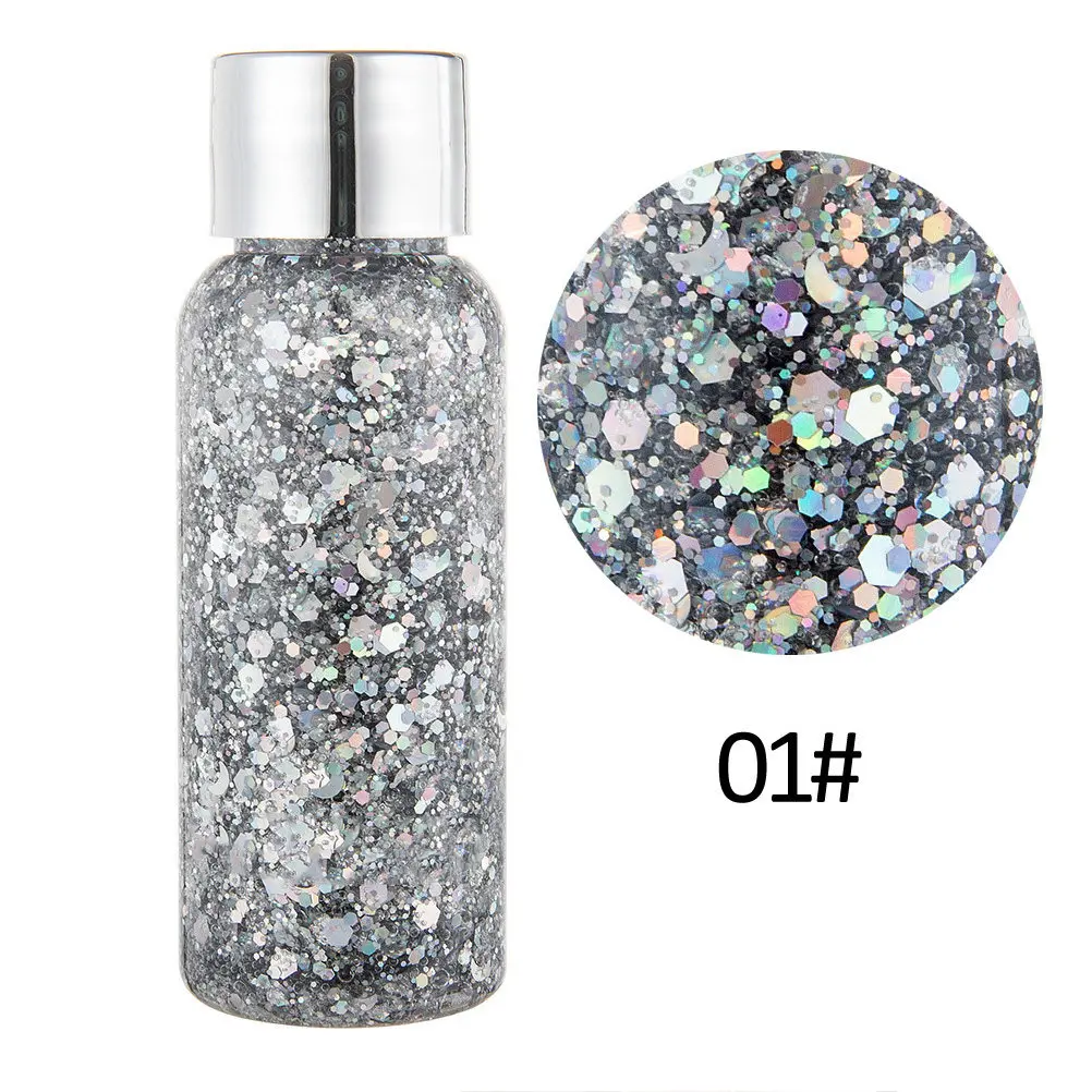 Makeup Sequins Gel Chunky Glitter Silky Shine All Day Body Hair Face Lip Glitter Body Paint Sequins Gel for Face