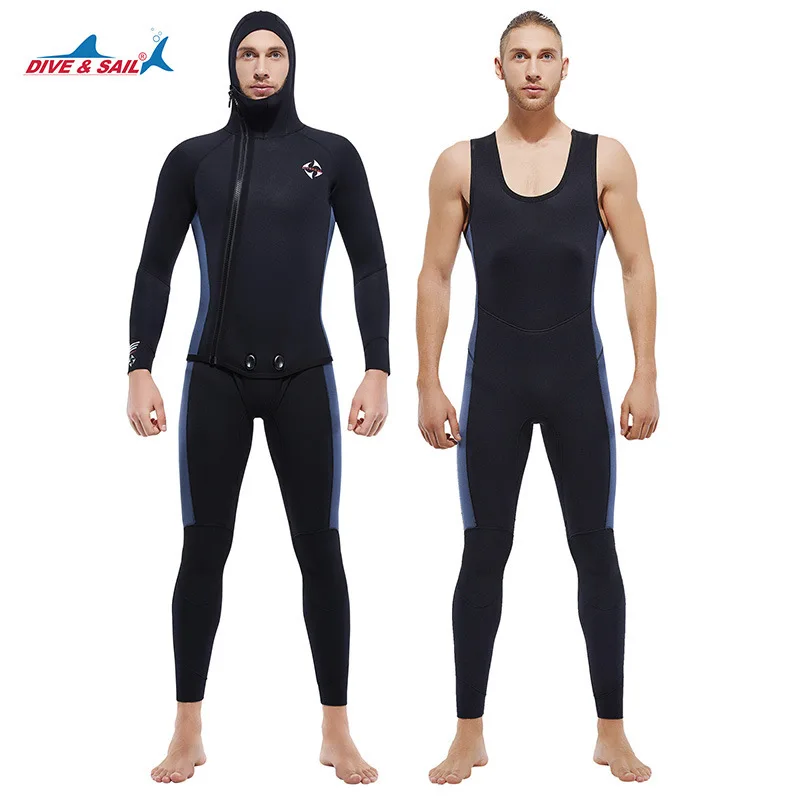 Wetsuit Men 5mm Neoprene Spearfishing Scuba Diving Suit 2pieces Keep Warm Fishing Surfers with Chloroprene