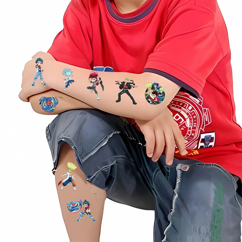6PCS Disney beyblade Tattoo Stickers Waterproof Original Beyblade Burst Gyro Toys Sticker Birthday Party Supplies Decoration Kid