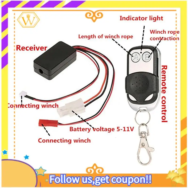A01K-Portable Winch Remote Controller Replacement Plastic Wireless Remote Controller Remote Controller Receiver Parts