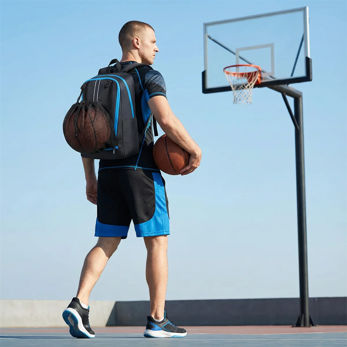 Basketball Sports Backpack Multi-Purpose, Large Capacity Travel Bag for Gym Swimming Hiking, Waterproof Outdoor Fitness Backpack