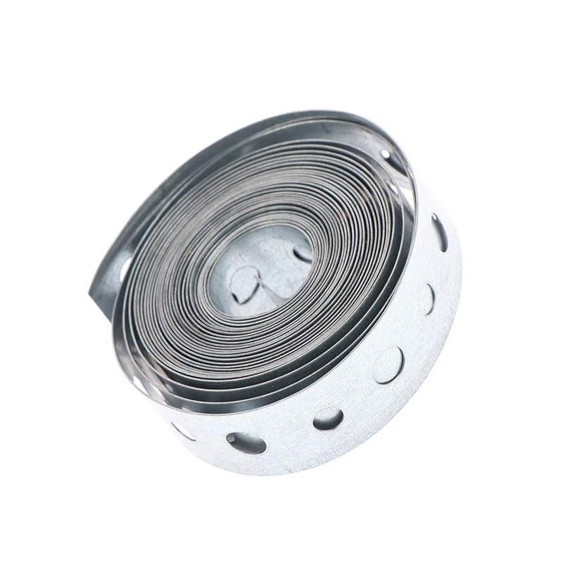 1 Roll Galvanized Steel Tape Hanger Strap Pre-Punched Multi-Slot Metal Tape For Pipe Supports Hanging And Sheet Metal Work