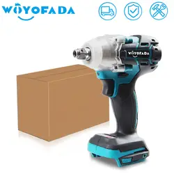 WOYOFADA-destornillador eléctrico inalámbrico de 18V, llave de impacto sin escobillas, recargable, luz LED para batería Makita