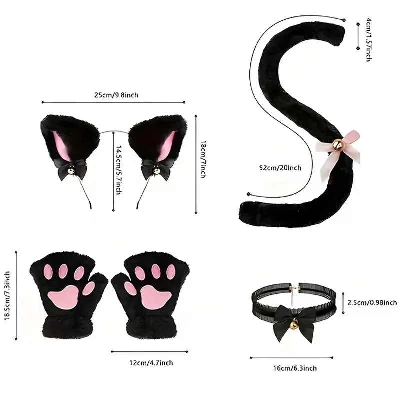 Handmade Cat Ear & Tail Accessory Printed Animal Suit for Dance Performance Apparel for Belly Dance Halloween Costume