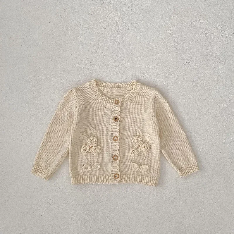 

Kids Long Sleeve Flower Cardigan Knitwear Tops Outwear Spring Autumn Clothes Baby Girl Sweater 0-3Years Newborn