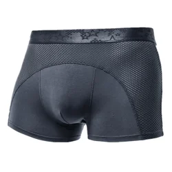 Bielizna męska bokserki Homme oddychające majtki modalne męskie antybakteryjne lodowy jedwab pokrowiec siatkowy majtki Cueca Calzoncillos