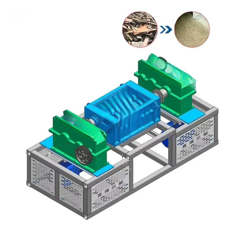 High-Speed Industrial Shredder, Suitable For Rubber, Metal, Plastic, Cardboard, Waste Tires, Small Twin-Shaft Shredder
