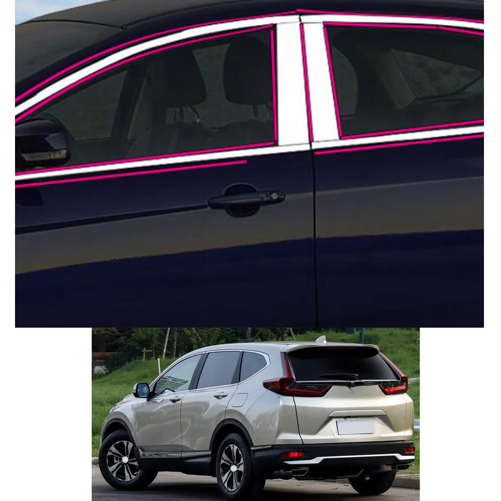 

For Honda CRV CR-V 2017 2018 2019 2020 2021 Car Sticker Garnish Pillar Window Middle Strip Trim Frame Hoods