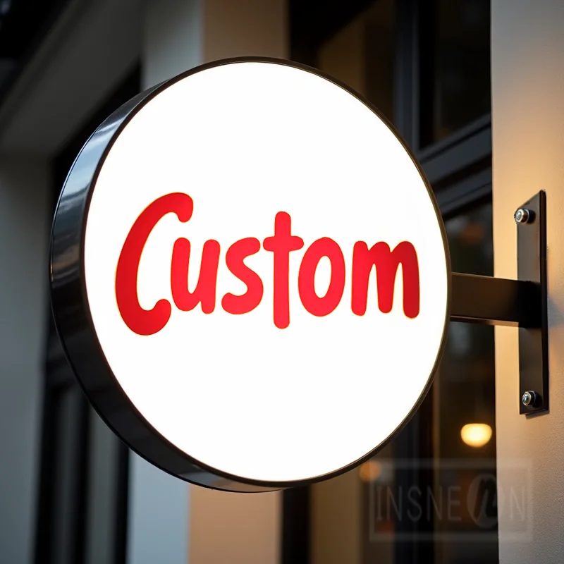 Custom Round Acrylic LED Light Box for Storefront Waterproof Double Sided Outdoor Business Signage Wall Mounted