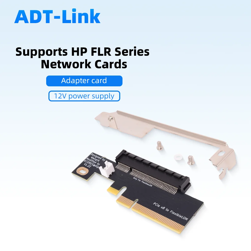 New 1.22 Version (2023.05) HP Adapter Card FLR Riser Card Pcie X8 X4 X1 To Flexiblelow Added Fan Socket 12V Power Supply