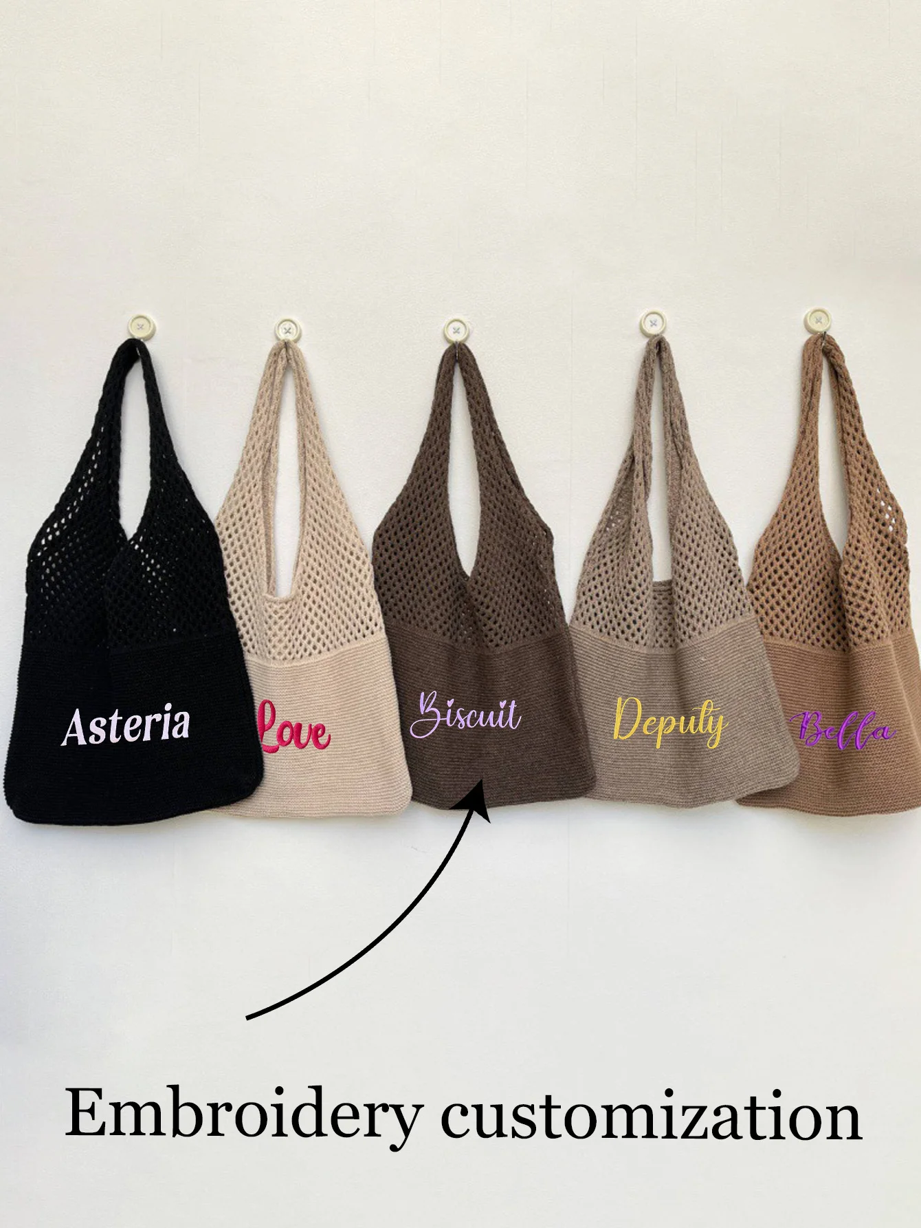 (Please private message customer service) Embroidery DIY graphic and text customization, women's large capacity shoulder bag