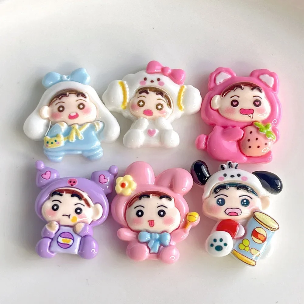 5Pcs sanrio dressup CrayonShin-chan resin flatback supplies diy kawaii resin accessories crafts materials scrapbooking