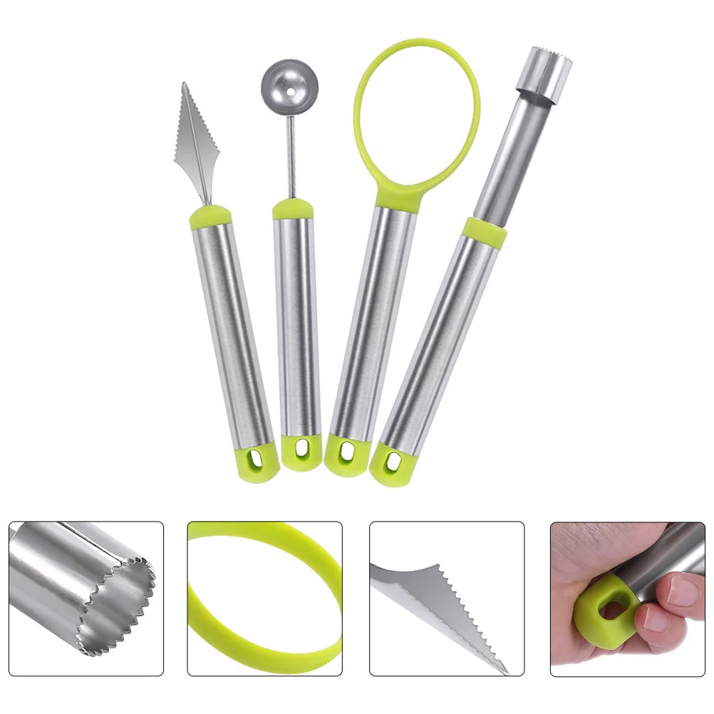 

4 шт., набор фруктовых шариков из нержавеющей стали, инструмент для резьбы по дыню, кухонные гаджеты, портативный металлический инструмент для еды, фруктов, домашний ресторан