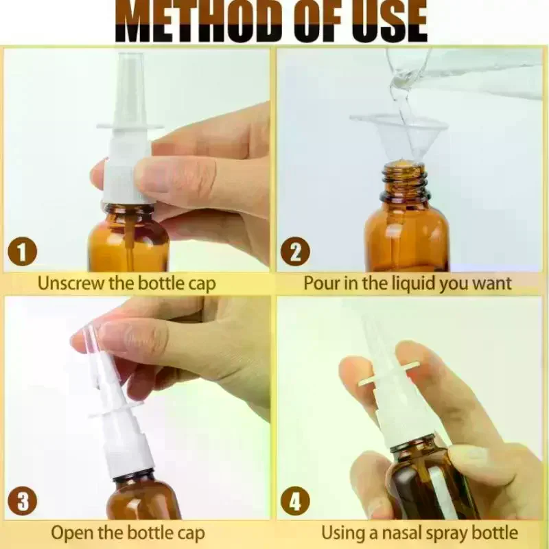 /Kuz/Amber Glass Nasal Spray Bottles With UV Light Protection And Nozzles For Storing Saline Medications Essential Oils 1Pcs