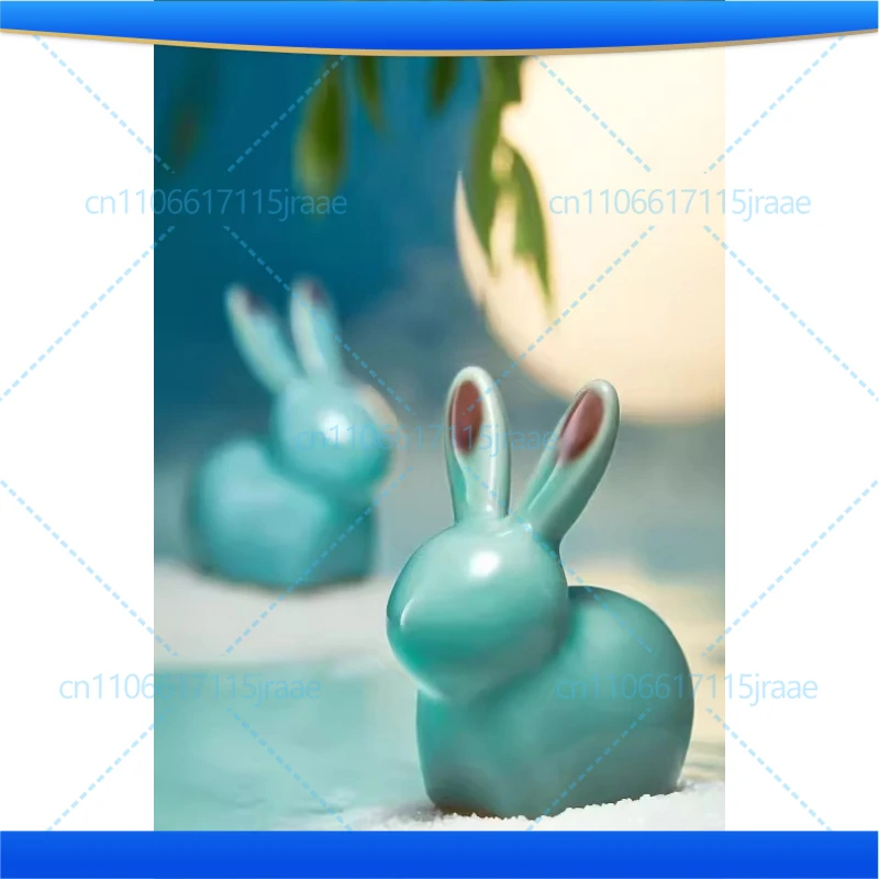 Jun porcelain kiln change, little rabbit, handmade Jun porcelain ornament