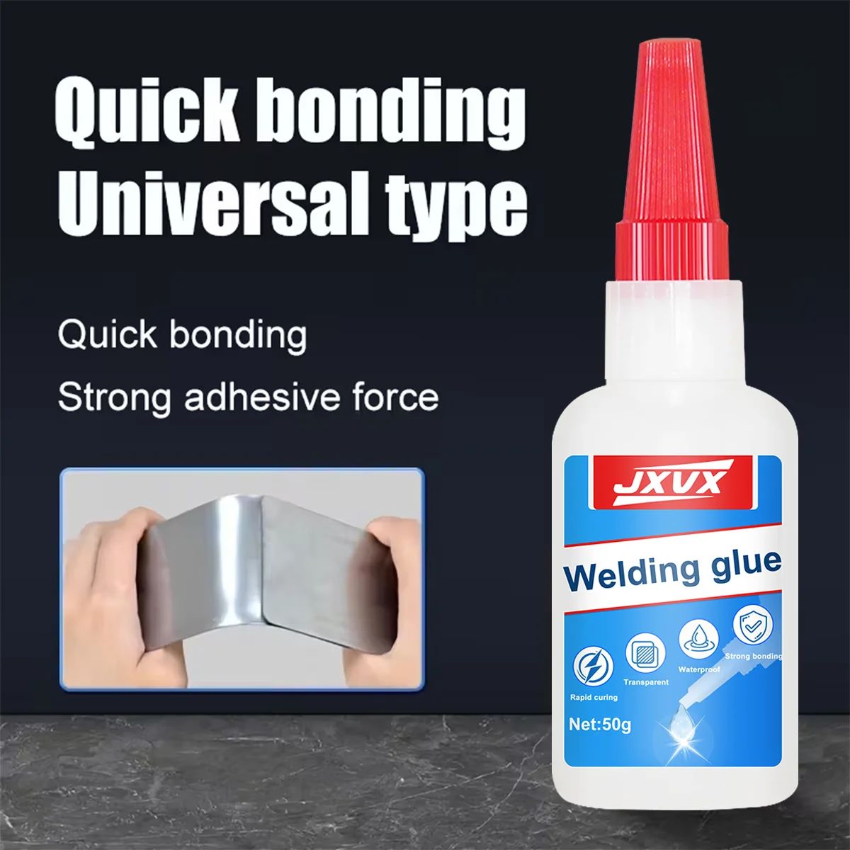 JXVX 50g High Strength Oil-Based Glue for Welding - Universal Oil-Based Welding Glue for Instant Adhesives for Resin, Ceramics, Metal, Glass, Plastic, Wood, Including Dispensers.