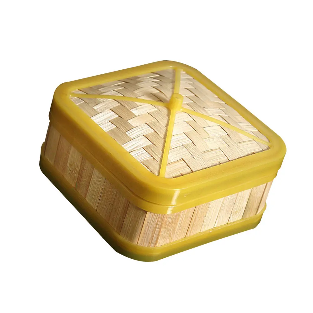 1Set Eco Friendly Bamboo Steamer 6Inch Square with Tight Layer Interface for Steaming Buns Dumplings Asian Food Steam Basket