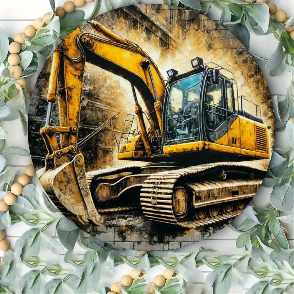 Eye Catching Excavator Designed Tin Metal Signs Home Décor 8x8