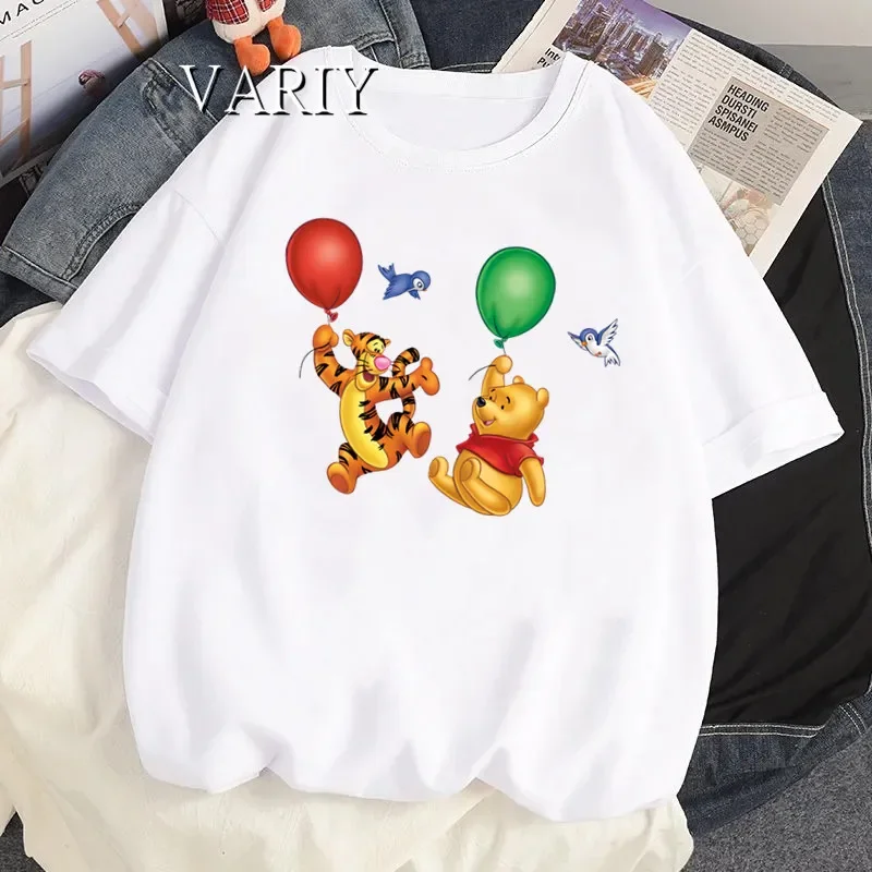 Winnie The Pooh Black Tops Women Harajuku Oversized Tshirt Lady Clothes T Shirt Summer Graphic Cute Tee Shirt Drop Ship