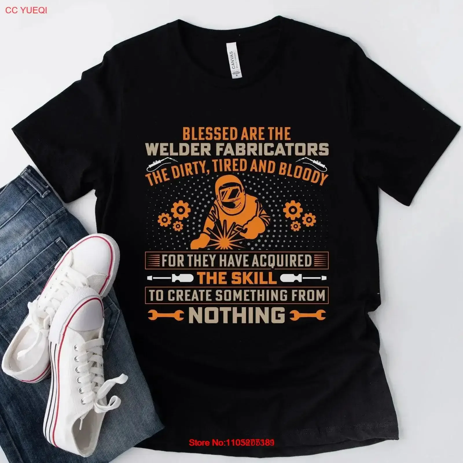 Blessed Are the Welding Fabricators T Shirt Funny Iron Worker Welders for vintage Washed Stretched Soft graphic streetwear