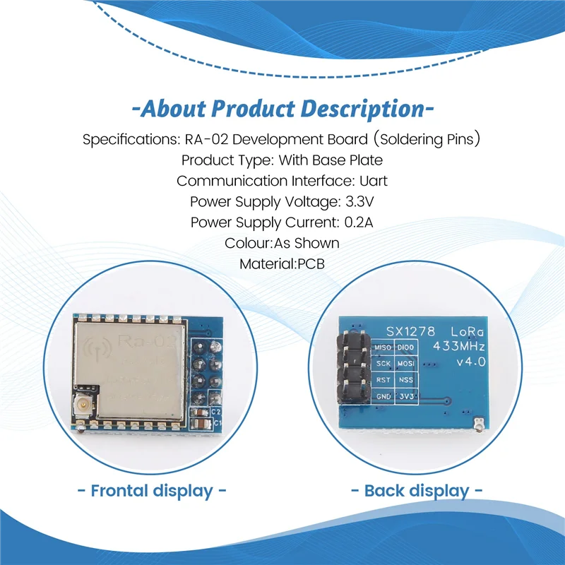 

Development Board Module SX1278 LORA Spread Spectrum Wireless Module/433MHZ Wireless Serial/UART Interface/RA-02 Module