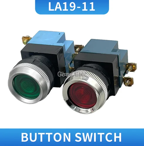 Imagen 2 del producto 1 Uds LA19-11 5A 380V interruptor de botón neumático de reinicio automático 25mm interruptor de botón