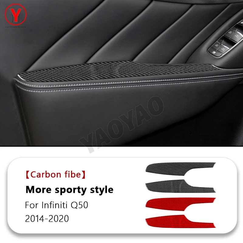 

Front Door Armrest Panel Decorative Cover Interior Decoration Sticker Carbon Fiber For Infiniti Q50 2014-2020 Car Parts