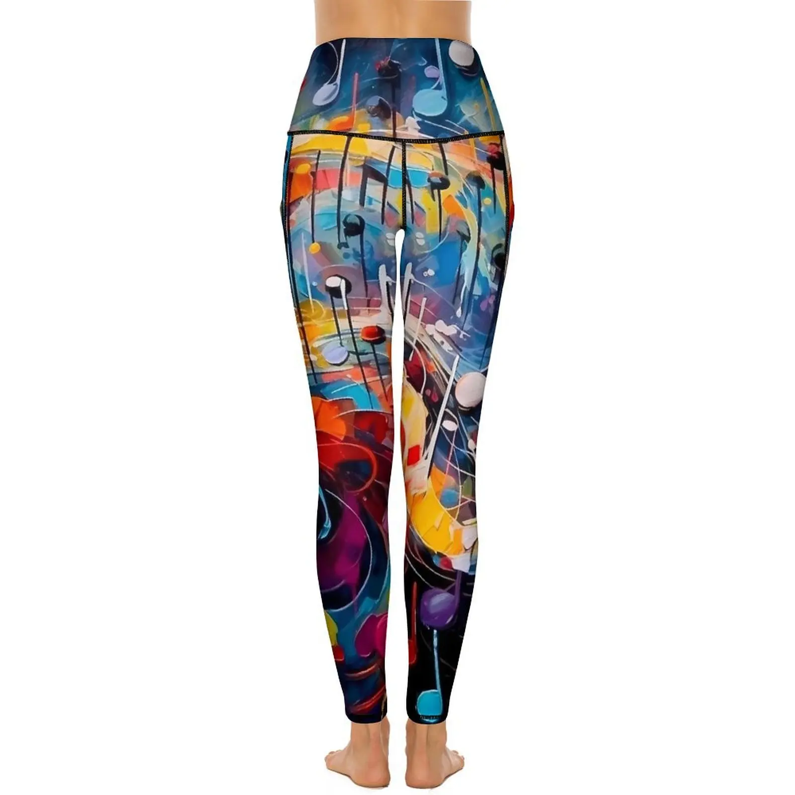 Kleurrijke muzieknoot yogabroek abstracte print legging sexy hoge taille nieuwigheid yoga sportlegging elastische grafische gymlegging