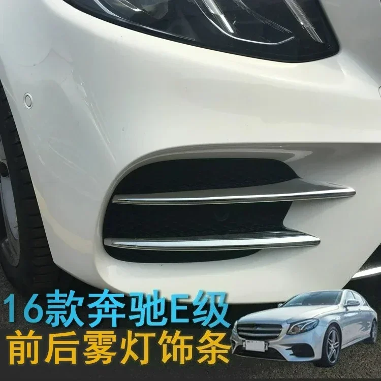4 PCS Front Fog Lamp Strips Trim ABS Car Styling For Mercedes Benz E Class W213 2016-2020 E43 AMG Auto Exterior Accessories