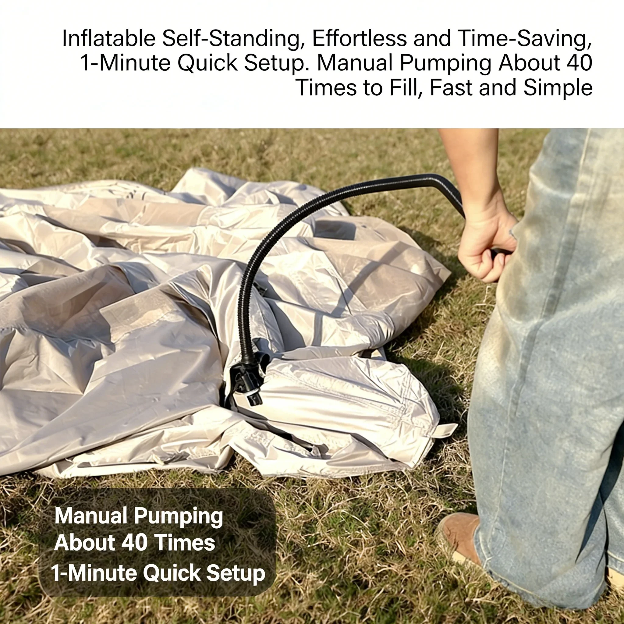MOUNTAINHIKER Outdoor Camping Manual Inflation Tent Anti-UV Shade Waterproof 3-5 Person Air Tent Hiking Quick Open Beach Fishing