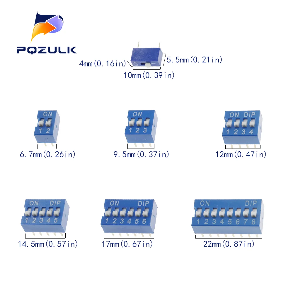 Dip Switch Kit In Box 1 2 3 4 5 6 8 Way 2.54mm Toggle Switch Red Snap Switches Mixed Kit Each 5PCS Combination Set