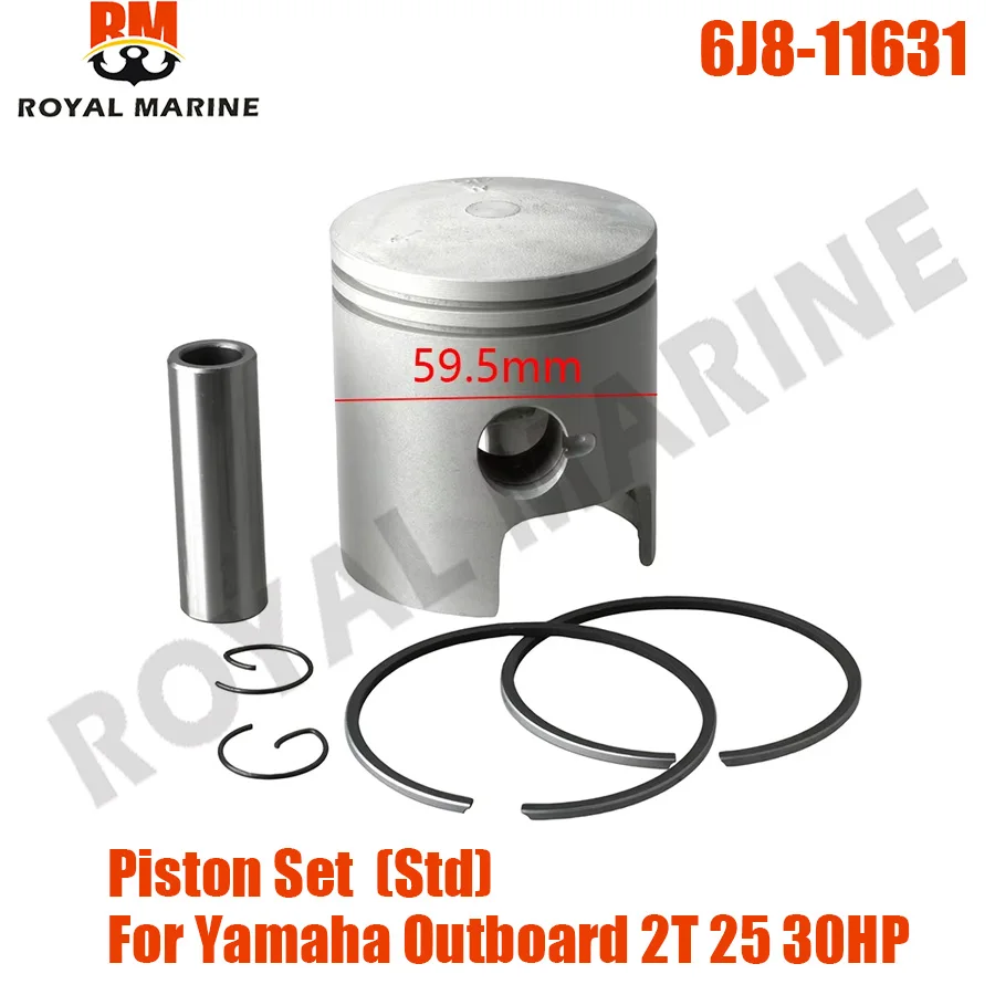 6J8-11631 677-11631 Piston Set  (Std) 6J8-11610 647-11610Piston Ring For Yamaha Outboard Motor 2 Stroke 5-8HP 25HP 30HP