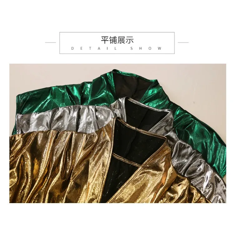 Gold Silver Green Shinny Short Sleeve Blouse Women Sexy Irregular Short Wrap Shirt Female Bandage Summer Tops