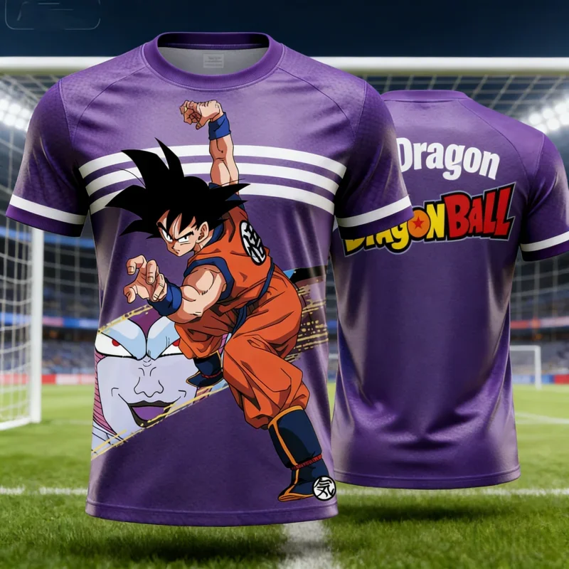 2026 Summer Dragon Ball Retro Quick Dry Sports T-shirt, Goku Vs Frieza Print, Adult & Kids Casual Athletic Short Sleeve Top Y2k