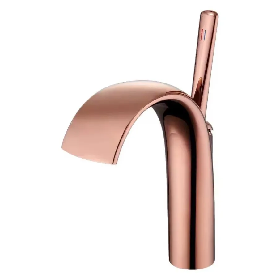 

Rose Gold Basin Faucet Bathroom Single lever Hot and Cold Sink Waterfall Sink Mixer Tap Faucet Solid Brass Lavtory Faucet New
