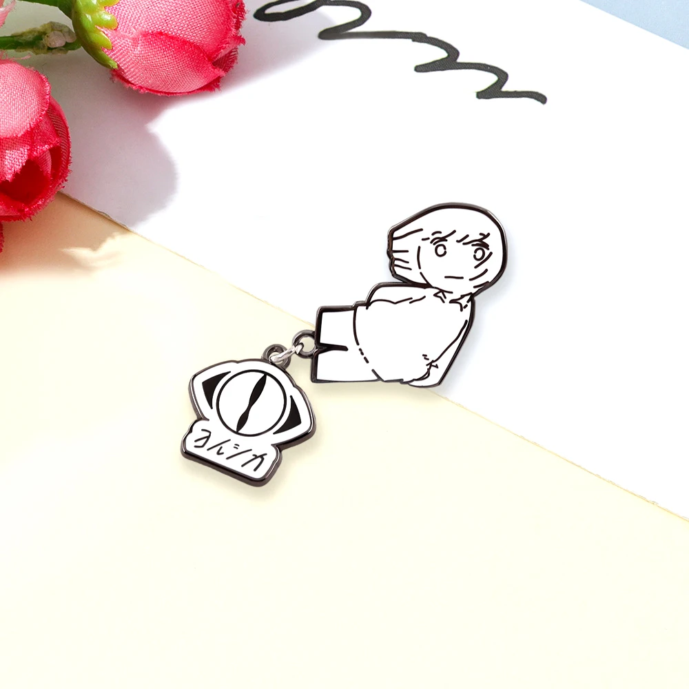 Yorushika, japanisches Band, Logo-Abzeichen, lustige, vereinfachte Schriftzeichen, Anstecknadel, Cartoon, Schwarz-Weiß-Brosche, für Fans, Sammlerstück, Souvenir. – Detail 5