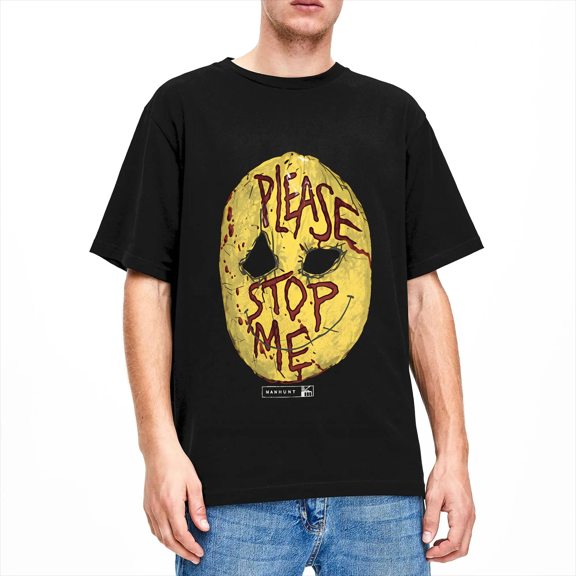 Manhunt Please Stop Me T-Shirt Summer  Novelty T Shirts Cotton O Neck Plus Size 5XL Top Tees Short-Sleeve Classic Tshirt
